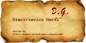 Dimitrievics Gerő névjegykártya